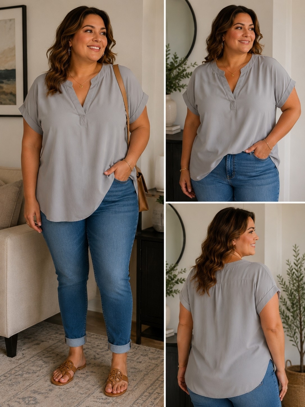 Blu Pepper Womens 3X Light V-Neck Short Sleeve Tunic